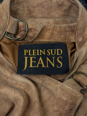 2000s Plein Sud eroded distressed bondage leather jacket