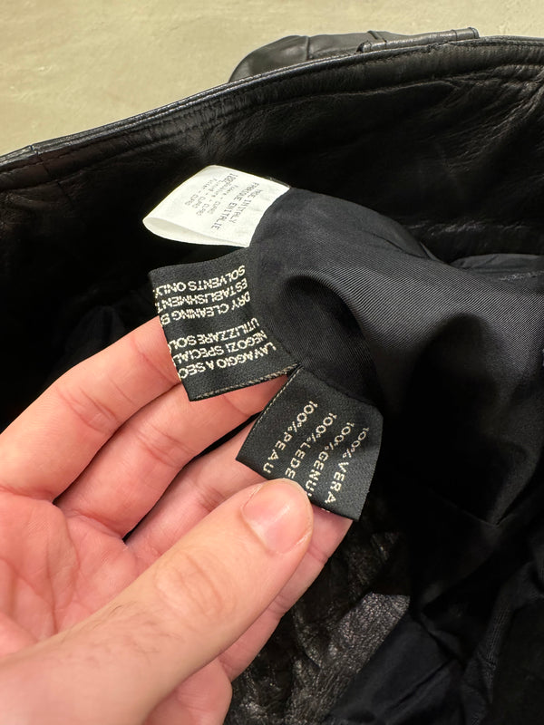 A/W 2000 Roberto Cavalli biker leather jacket with flared sleeves and python details