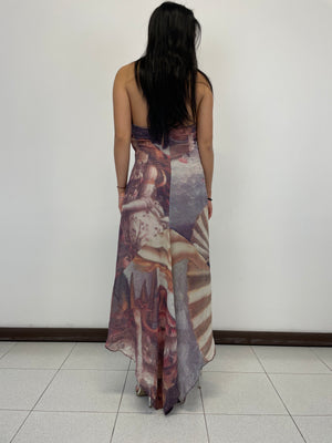 1990s D&G Botticelli birth of Venus sheer silk dress