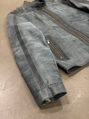 2000s Versace distressed leather jacket