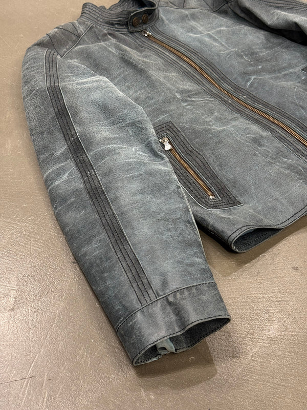 2000s Versace distressed leather jacket