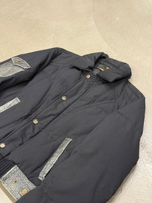 2000s Cavalli puffer bomber jacket with leather details