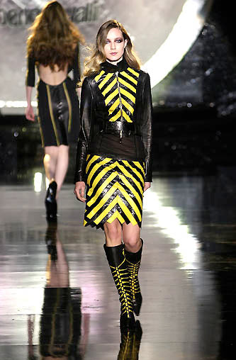 A/W 2000 Roberto Cavalli biker leather jacket with flared sleeves and python details