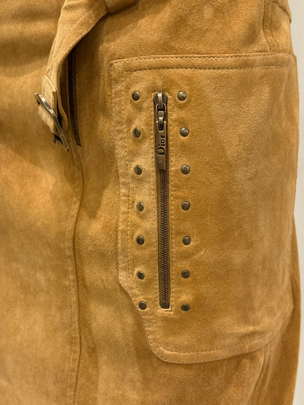 2000s Christian Dior by Galliano sueade zipper skirt