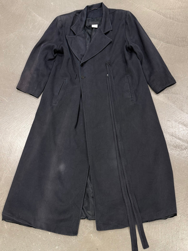 1990s Ann Demeulemeester sun faded long coat with straps
