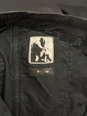 2000s Rick Owens black wax drop crotch drawstring pants