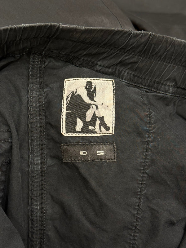 2000s Rick Owens black wax drop crotch drawstring pants