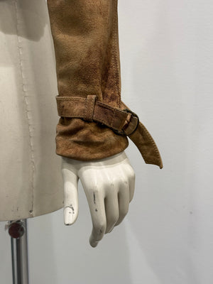 2000s Plein Sud eroded distressed bondage leather jacket