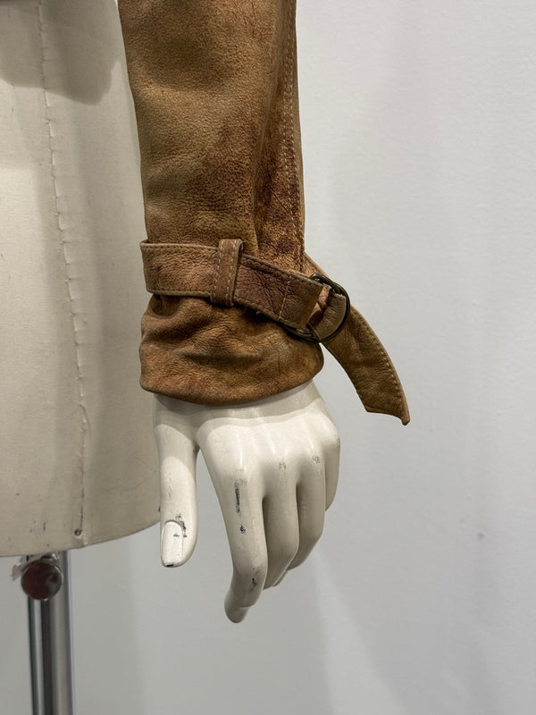 2000s Plein Sud eroded distressed bondage leather jacket