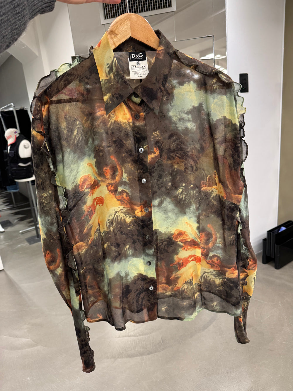 2003 Dolce & Gabbana cherub print silk shirt