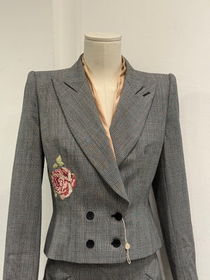 A/W1997 Alexander McQueen runway checked embroidered suit set