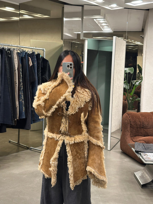 A/W1999 Roberto Cavalli shearling patchwork jacket