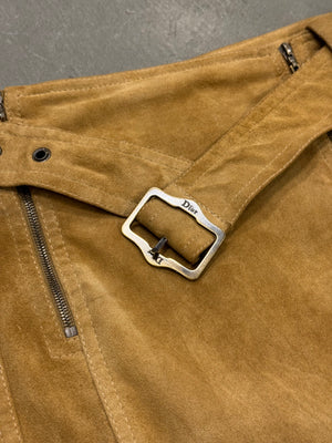 2000s Christian Dior by Galliano sueade zipper skirt