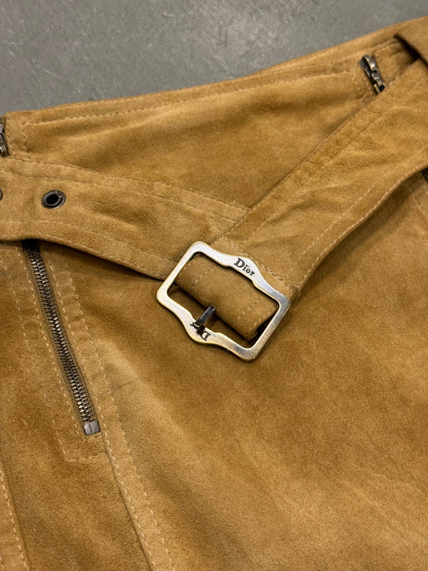 2000s Christian Dior by Galliano sueade zipper skirt