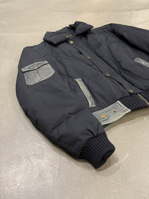2000s Cavalli puffer bomber jacket with leather details