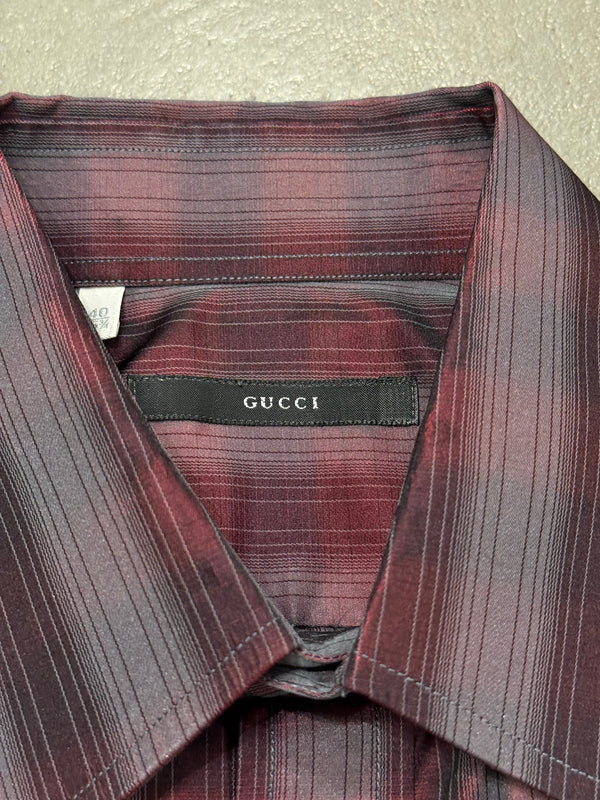 1997 Gucci by Tom Ford iridescent checkered shirt