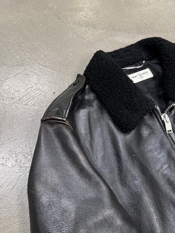 A/W2013 Saint Laurent by Hedi Slimane aviator shearling leather bomber jacket