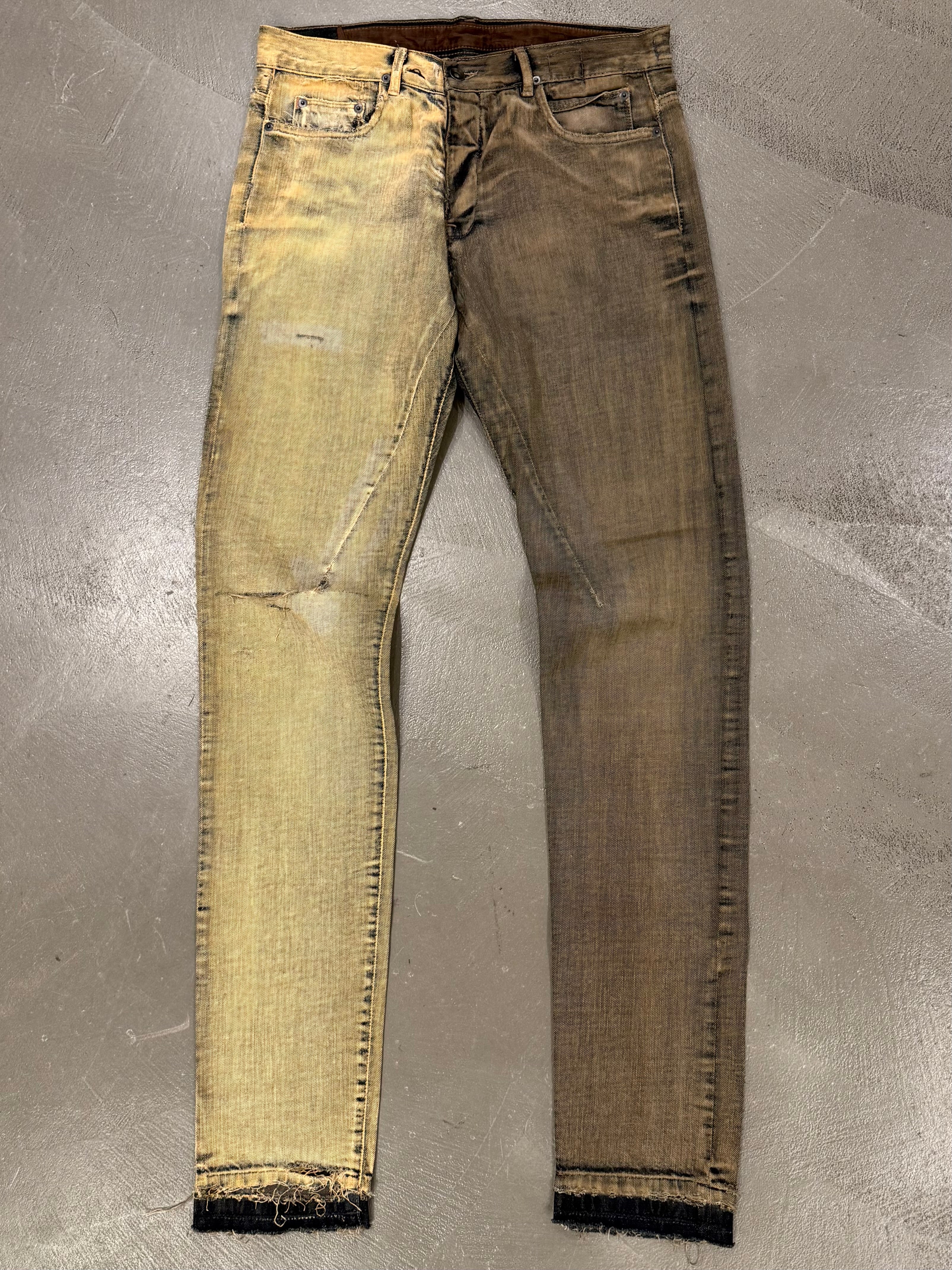 2000s Rick Owens Olmar Mirta dust bleach split denim
