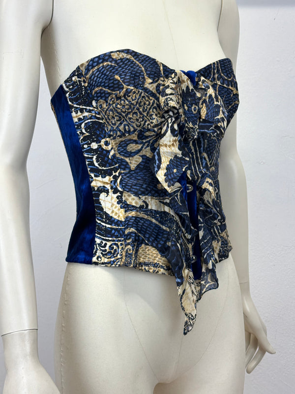 A/W2005 Roberto Cavalli paisley silk corset bustier