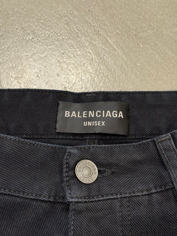 2023 Balenciaga embroidered logo baggy faded jeans