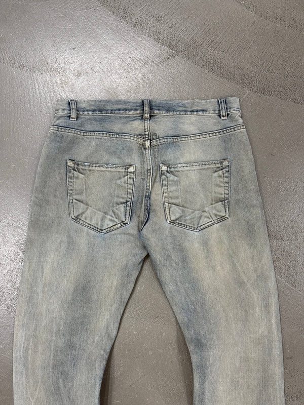 2000s Rick Owens detroit cut faded jeans