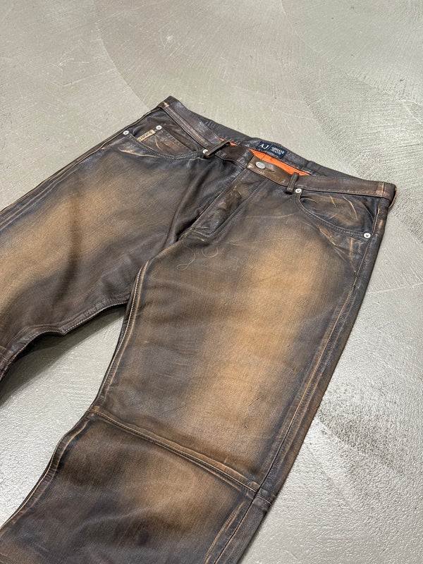 2000s Armani faded leather pants