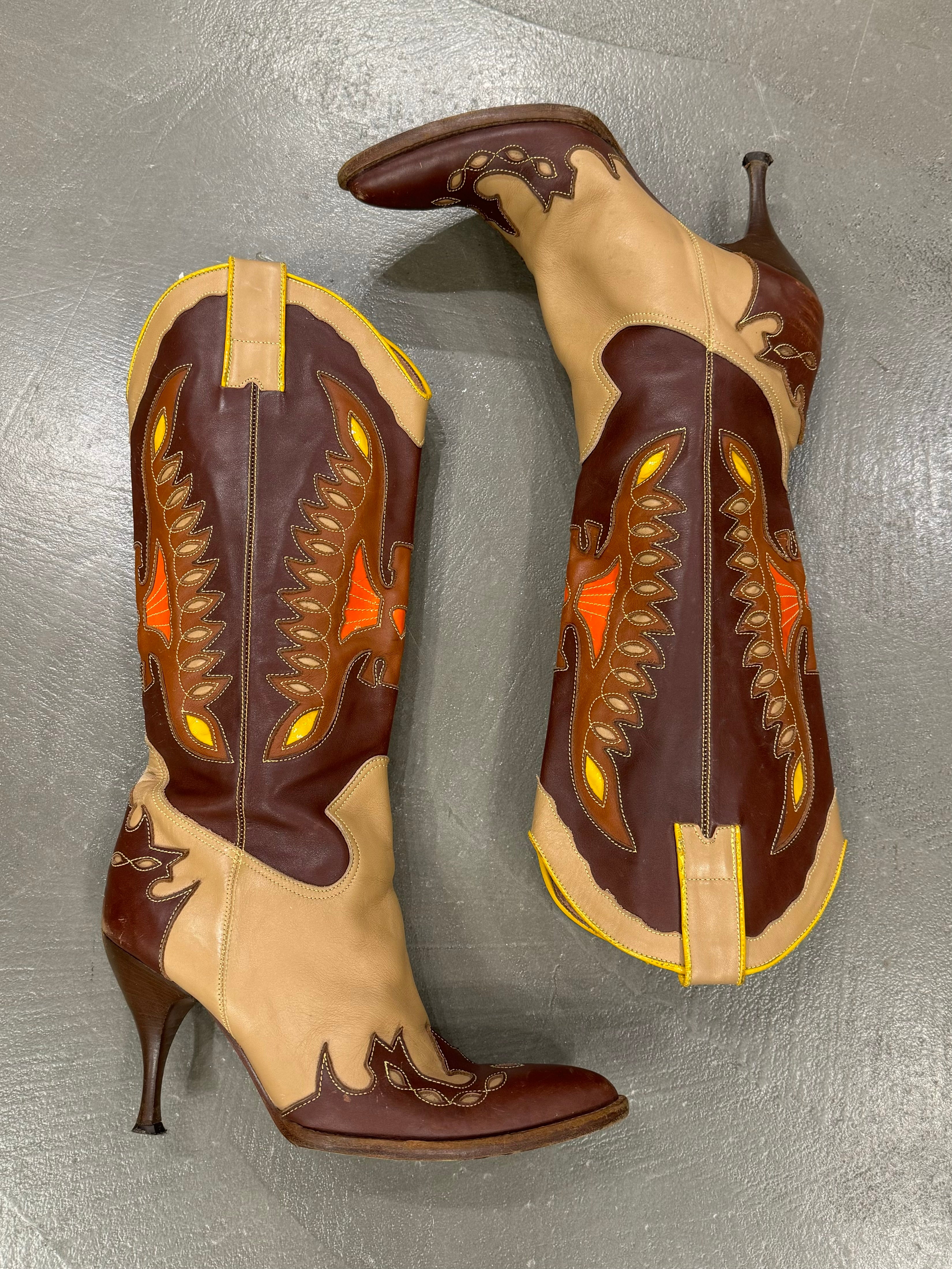 希少✨DOLCE&GABBANA ウエスタンブーツ 37 Vtg Dolce & Gabbana D&G Leather Cowboy Boots 37 | eBay