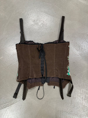 A/W 2002 D&G corduroy corset with floral embroidery