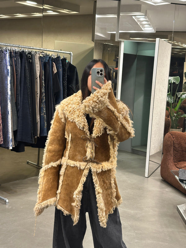 A/W1999 Roberto Cavalli shearling patchwork jacket