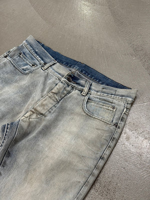 2000s Rick Owens detroit cut faded jeans