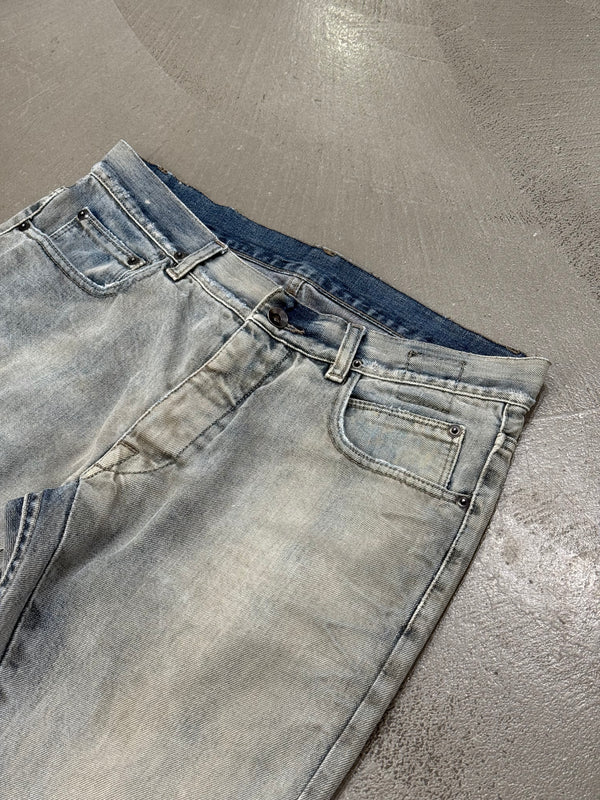 2000s Rick Owens detroit cut faded jeans