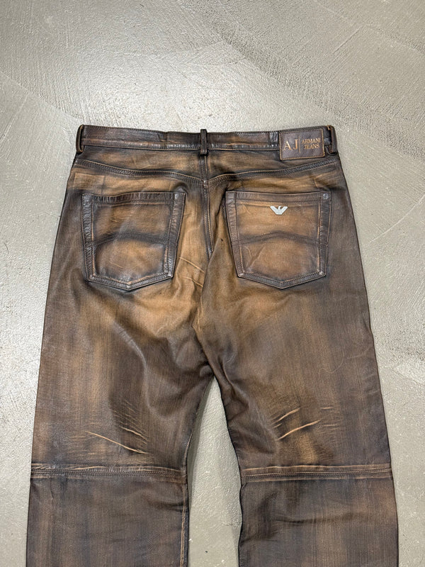 2000s Armani faded leather pants