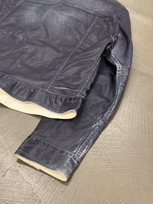 2000s Cavalli painted coated denim jacket