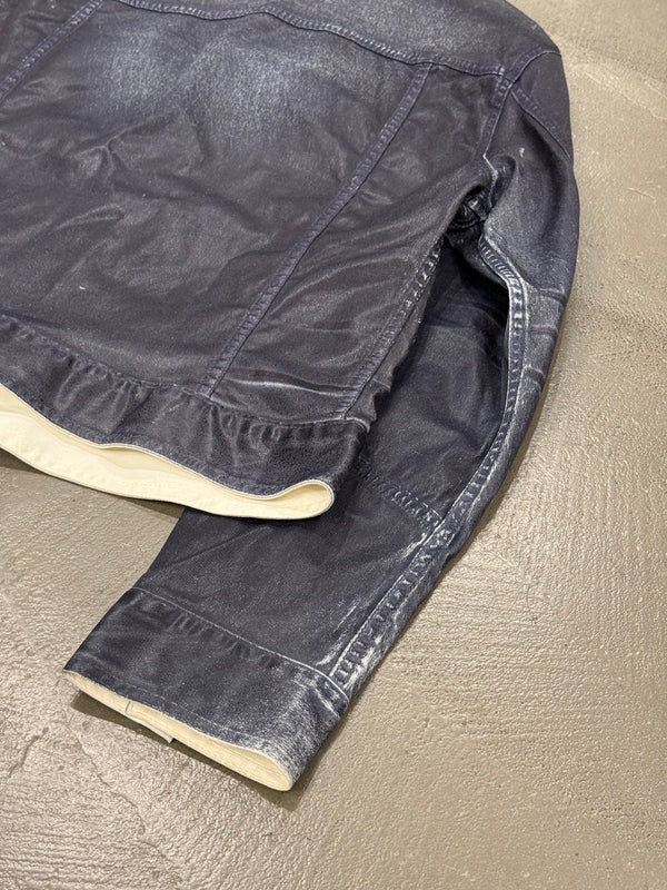 2000s Cavalli painted coated denim jacket