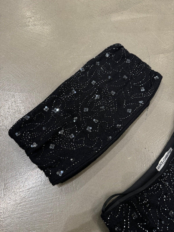 S/S 1999 Dolce & Gabbana paillettes beaded skirt set