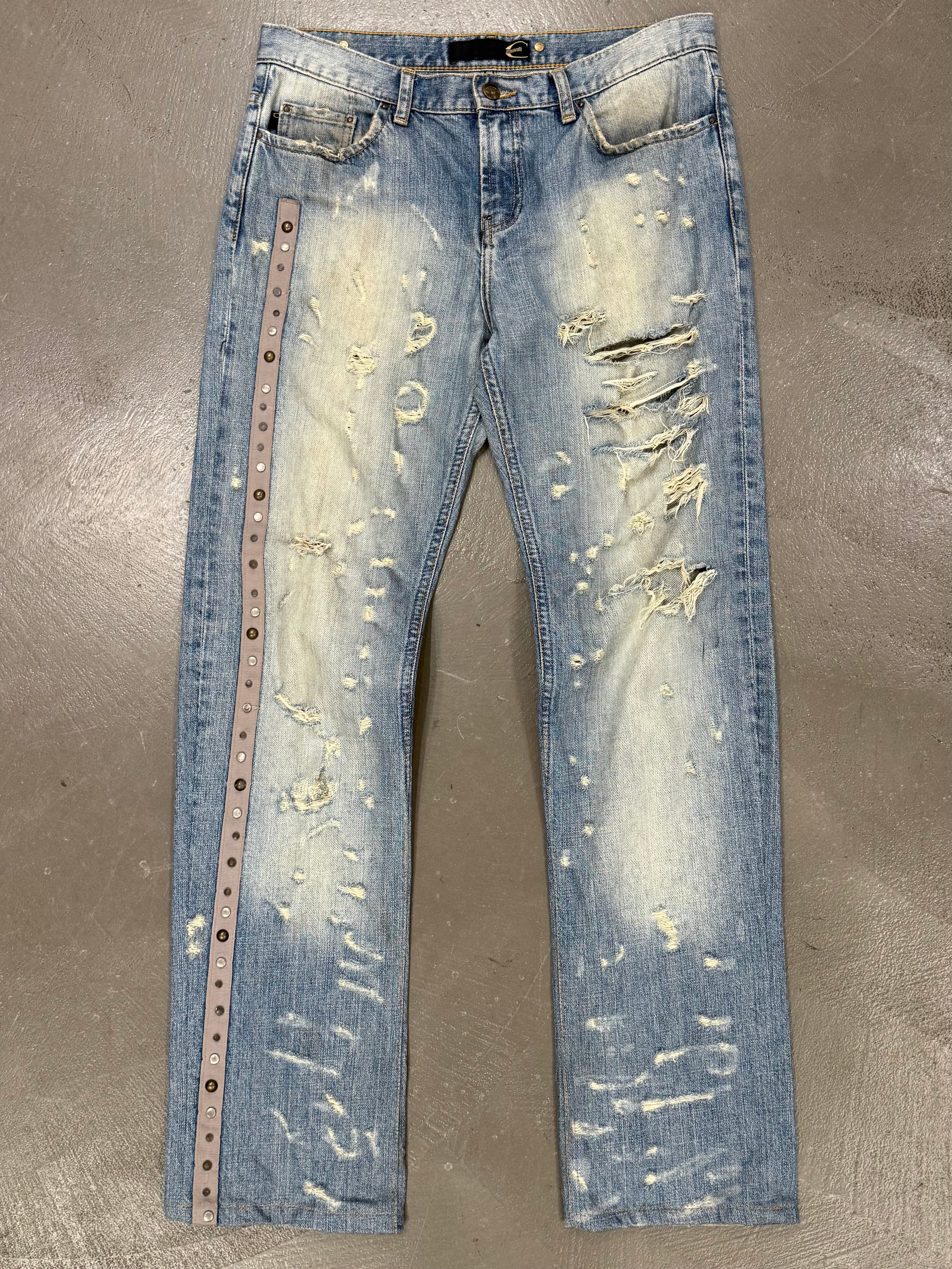 2000s Cavalli distressed studded jeans