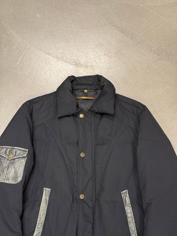 2000s Cavalli puffer bomber jacket with leather details