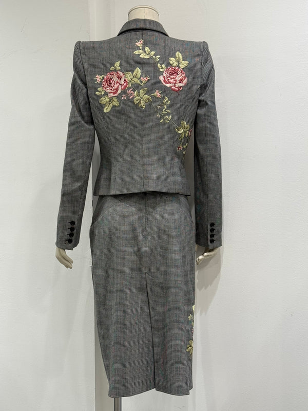 A/W1997 Alexander McQueen runway checked embroidered suit set