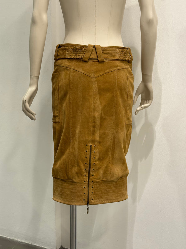 2000s Christian Dior by Galliano sueade zipper skirt