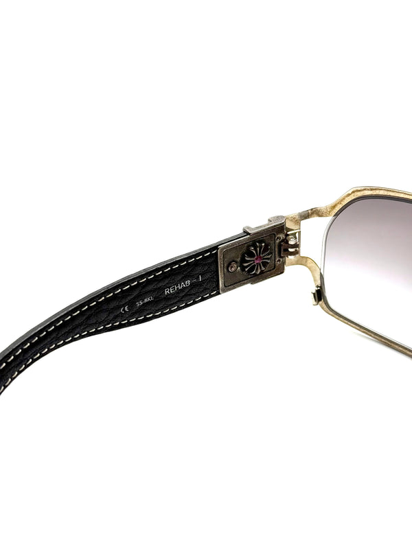 1/1 Chrome Hearts REHAB-I factory diamonds and ruby leather sunglasses