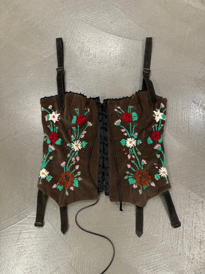 A/W 2002 D&G corduroy corset with floral embroidery
