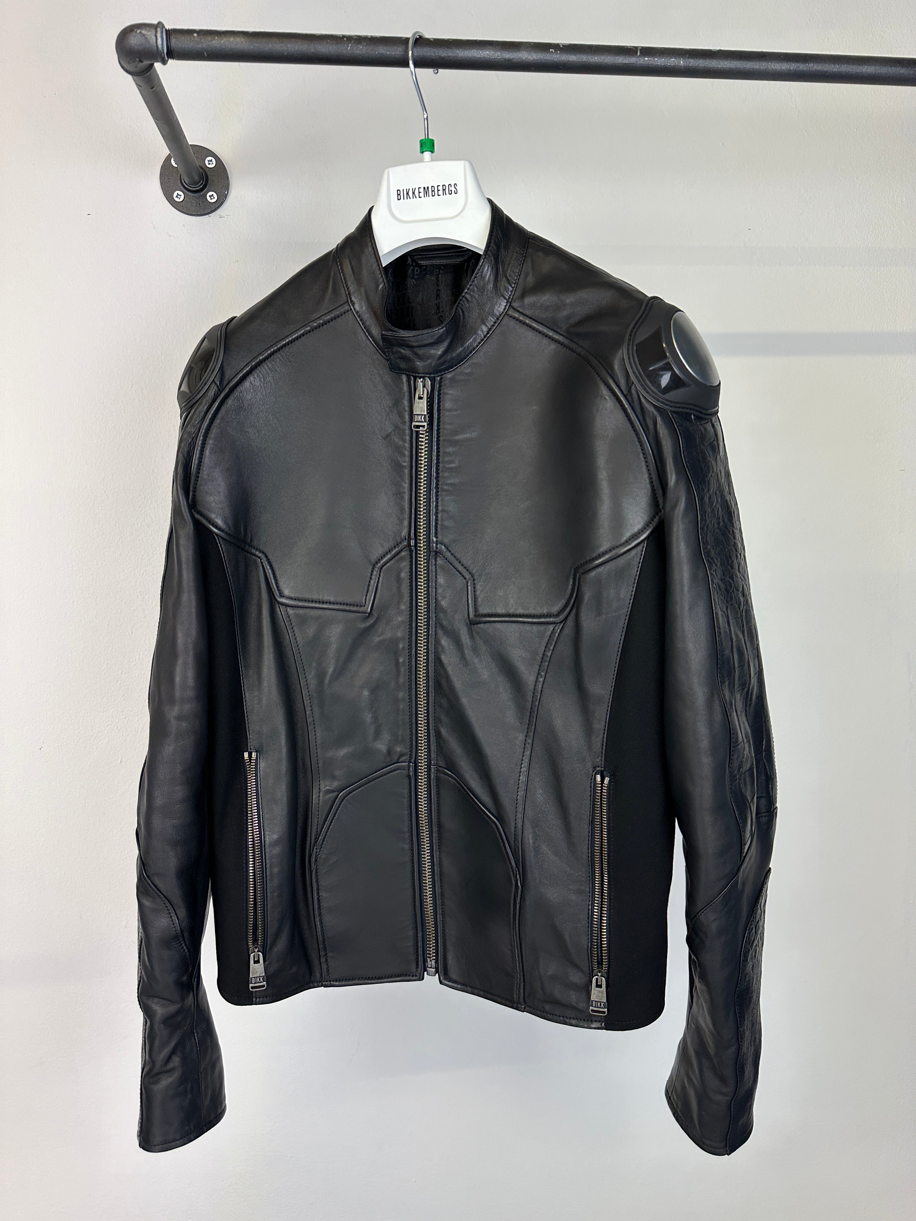 2000s Dirk Bikkembergs muscle reinforced leather jacket – elevated