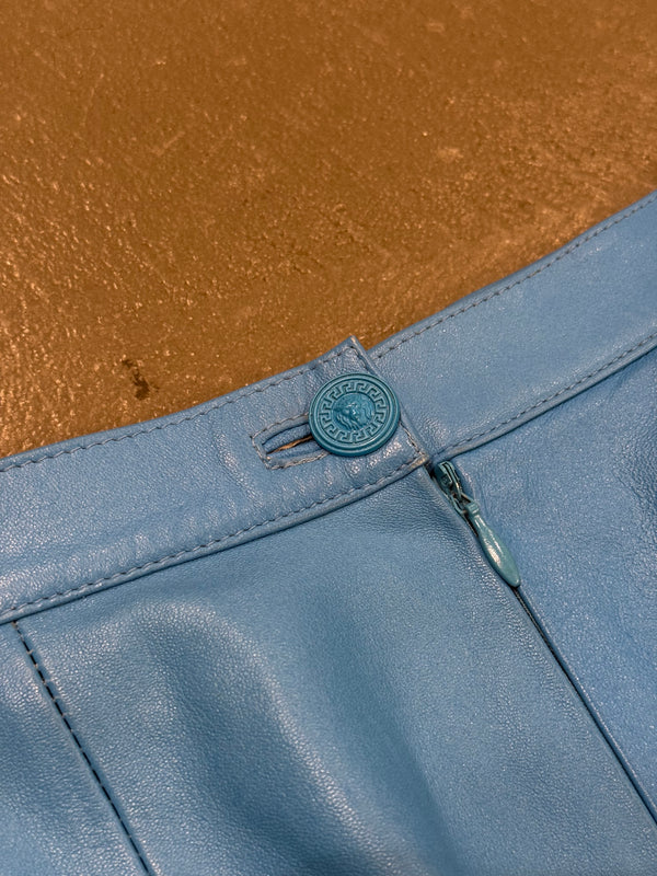 S/S1997 Versace electric blue leather set