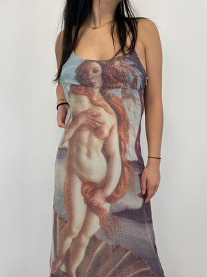 1990s D&G Botticelli birth of Venus sheer silk dress