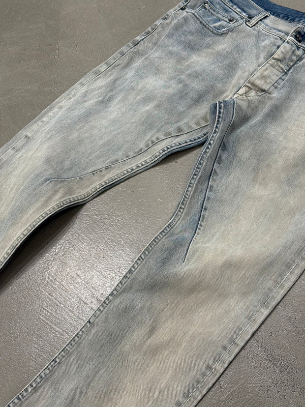 2000s Rick Owens detroit cut faded jeans
