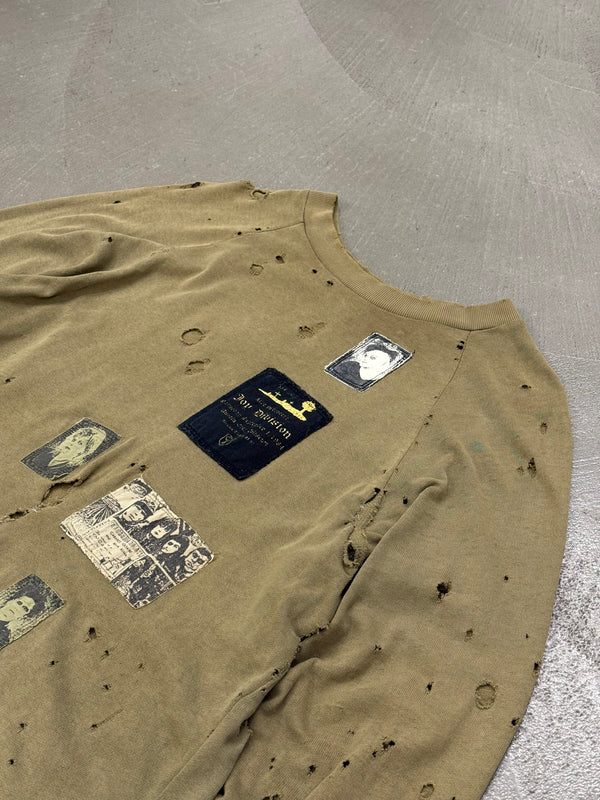 A/W2001 Raf Simons "Riot Riot Riot" patchwork destroyed crewneck