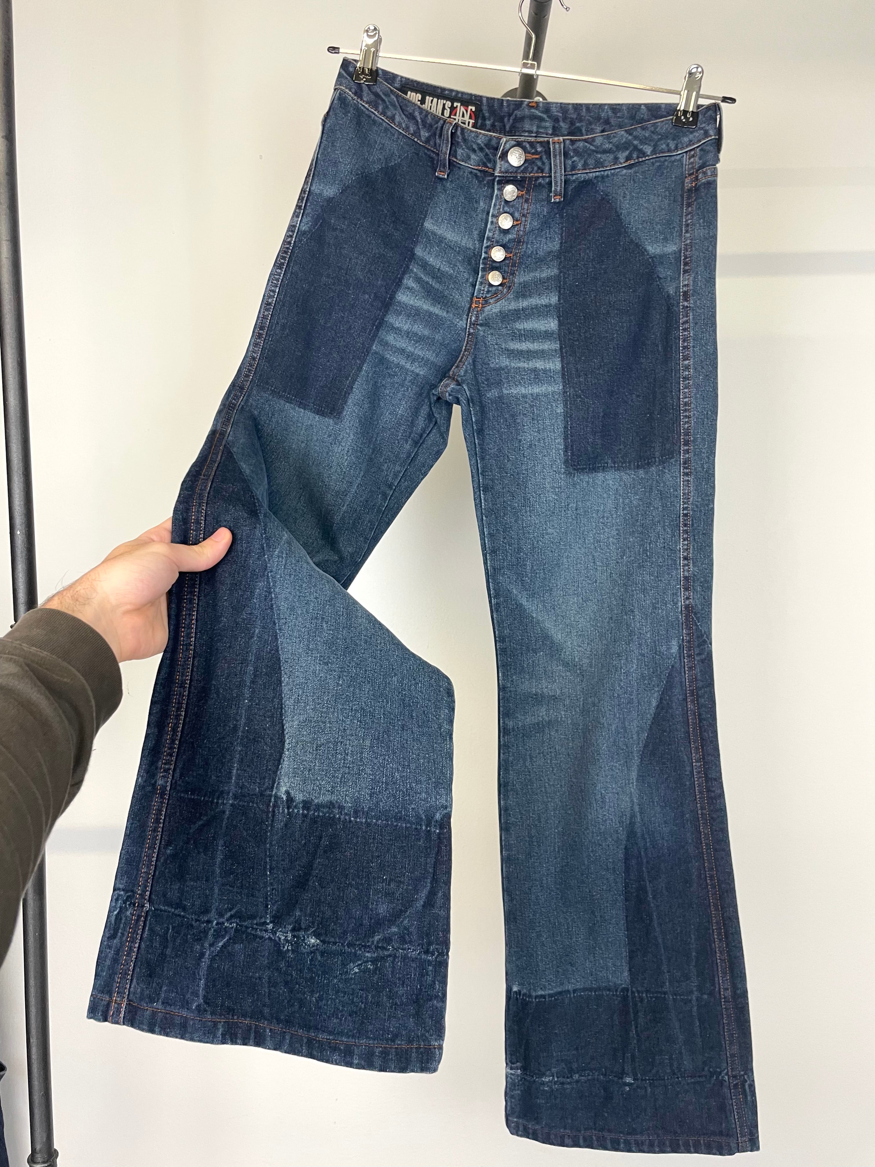 SS03 Jean Paul Gaultier flared patchwork jeans – elevated archives