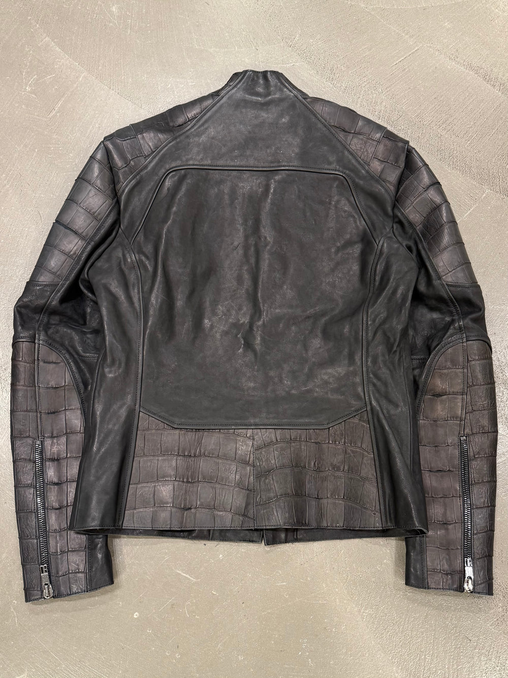 2000s Dirk Bikkembergs embossed crocodile leather biker jacket