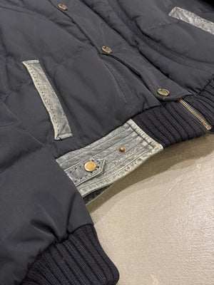 2000s Cavalli puffer bomber jacket with leather details