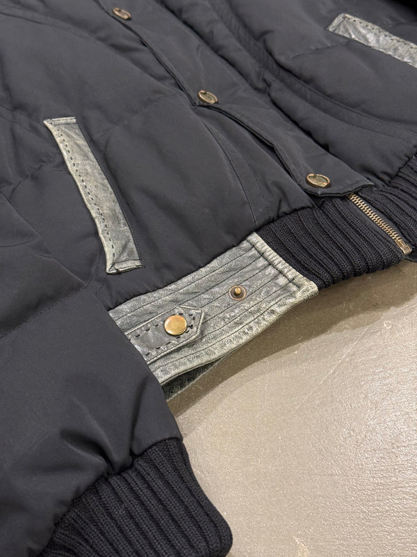 2000s Cavalli puffer bomber jacket with leather details